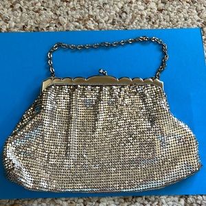 Used Silver Whiting & Davis Evening Bag With Metal Chain